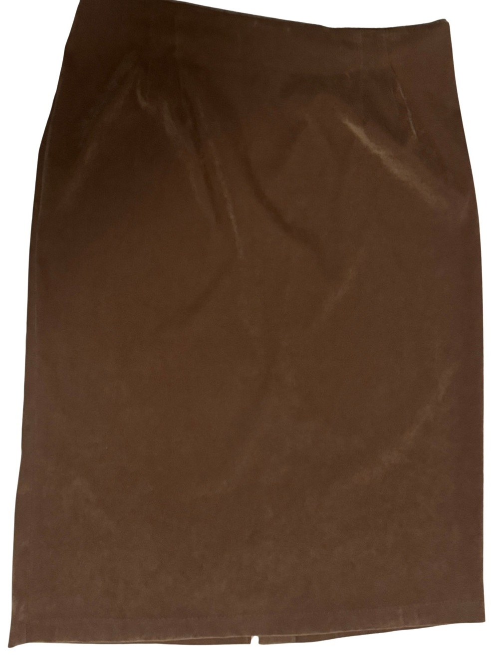 Vintage Faux Suede Brown Midi Skirt - Women's Tailored Everyday Style